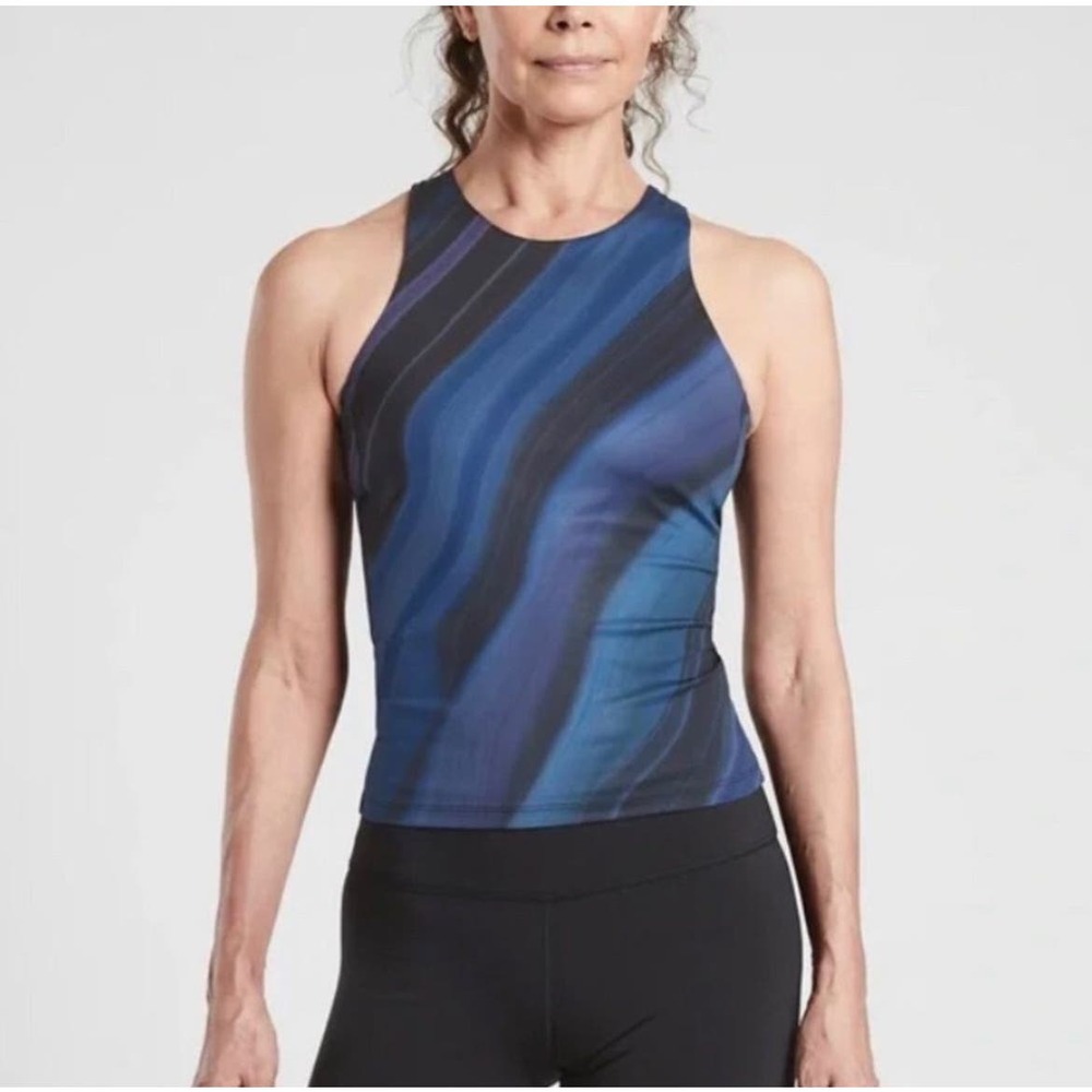 ATHLETA | Lightning Print Racerback Support Tank Top Blue/Purple Medium